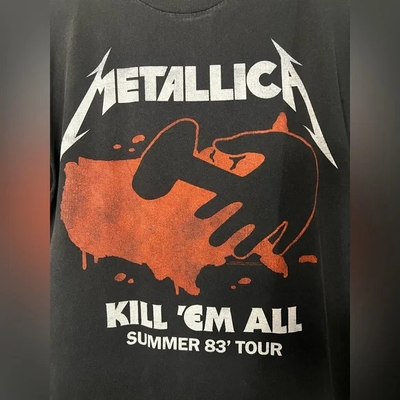Y2K METALLICA Kill Em All For One Summer 1983 Tour T Shirt Size M *FLAW* - Picture 3 of 7